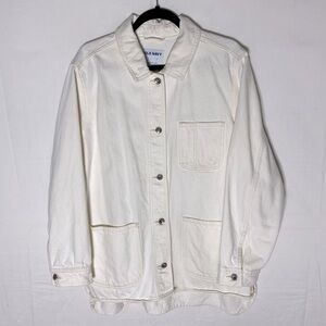 Old Navy Ivory Denim Utility Chore Coat Jean Jacket L